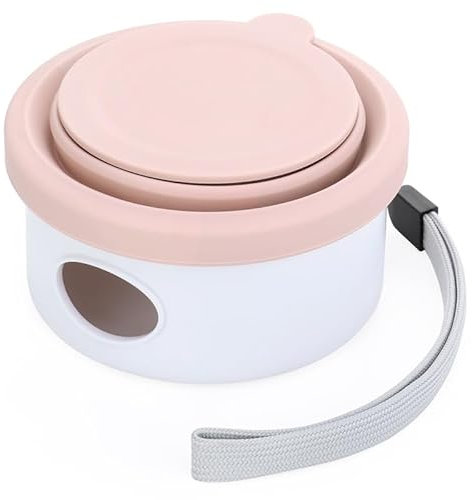 Collapsible Dog Bowl 3-in-1 Set with Poop Bags Small, Foldable Portable Bowl with Lid and Sling Rope, Silicone Food Water Bowls, Leak-Proof Non-Skid for Short Walks, Travel, Camping & Hiking (Pink)