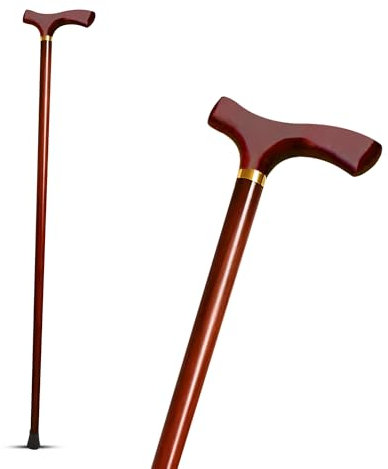 KINEPHARMA Gehstock Holz für Senioren mit Gerader T Griff 92 cm | Für Körpergrößen von 1,70 bis 1,85 m | Stabiler und Robuster Gehstock für Männer und Frauen | Ergonomischer Holzstock