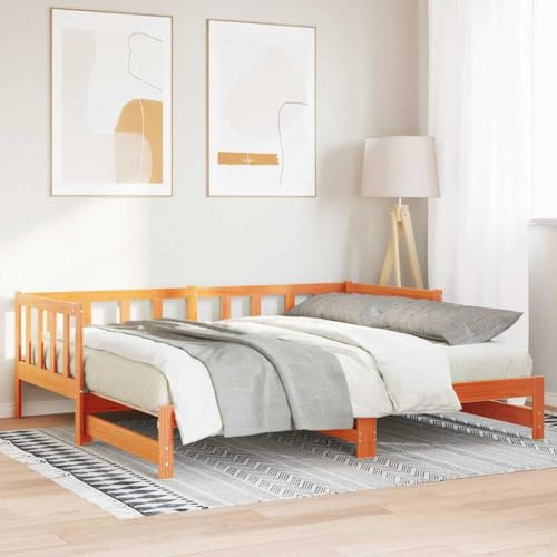 vidaXL Ausziehbares Tagesbett Wachsbraun 2 x (90x190) cm, Schlafzimmer, minimalistisch, klappbares Bett, platzsparende Möbel, Flexible Schlaflösung, smartes Design für kleine Räume