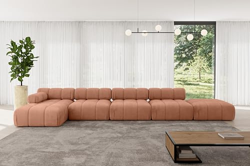 ALTDECOR Modulares Sofa Ecksofa in L-Form Corner modular Sofa Eckcouch Couch Wohnlandschaft Cauchsofa Polstersofa Lizur-L3-475x160x70 cm Apricot