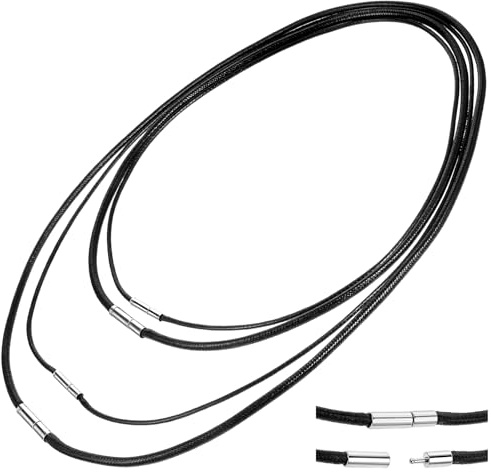 JJUNW 4 collane in corda nera, da uomo, impermeabili, con chiusura, catena in corda intrecciata per la creazione di gioielli, uomini e donne