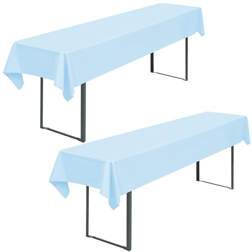 2-Pack Hellblau Bier Tischdeckes 250 x 110 cm Polyester Bier Tischdecke, Waschbare und Langlebige Tischdecke Tischdeckes für Garten Partys Geburtstagsfeier oder Grill (Hellblau)