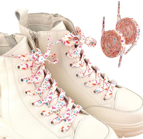 OPVYAEU Cordones 2 Pares estilo leopardo rojo blanco con lunares, cordones planos anchos leopard print para zapatillas y zapatos deportivos