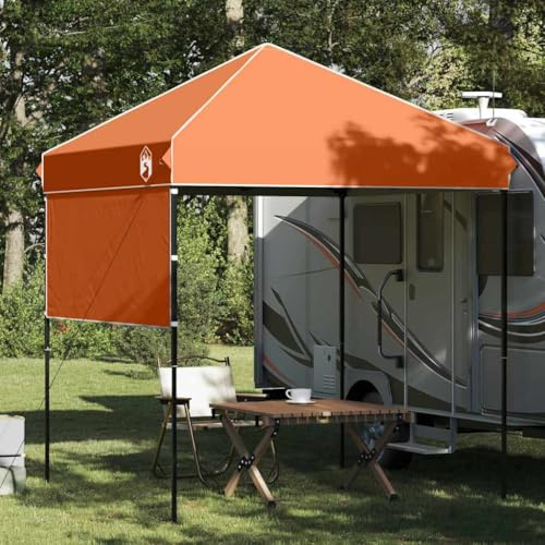 Orange Pop-up Pavillon-Zelt 194x194x251 cm, wetterfester Stoff, höhenverstellbar, rollbar, für Garten und Terrasse, ideal für Outdoor-Events