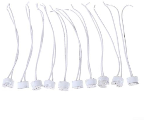 ZWEquipint 10 Stück MR16 12 V Downlight Lampenfassung, Keramiksockel mit Silikondraht für G4 für G5.3 G6.35 MR11 Halogen-LED-Lampen bis zu 50 W, Weiß