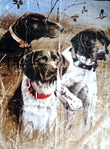 Natur-Fell-Shop Kuscheldecke Tagesdecke Wohndecke Decke Plaid Motiv Jagdhunde/Jagd 160x200cm