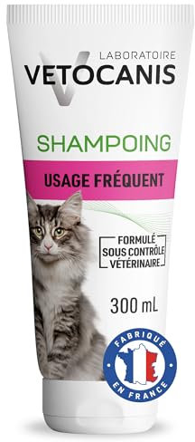 Vetocanis | Shampoing Chat Dermoprotecteur à Usage Fréquent 300 ml | Shampoing Nettoyant à Base de Glycèrine Végétale Parfum Fleur de Lotus | Respecte la Peau et le Poil de votre Chat