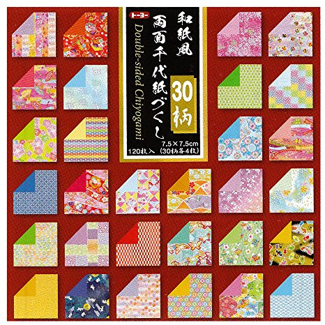 Toyo wendbar Origami washifu Chiyogami-, ryoumen Chiyogami-ZUKUSHI 7,5 cm x 7,5 cm (018061)