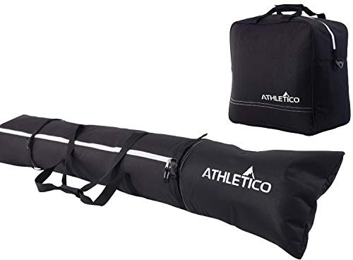 Athletico gepolstert zweiteiliges Ski und Boot Bag Combo | Store & Transport Ski bis 200 cm und Stiefel bis Größe 13 | inkl. 1 Ski Bag & 1 Ski Boot Bag, schwarz
