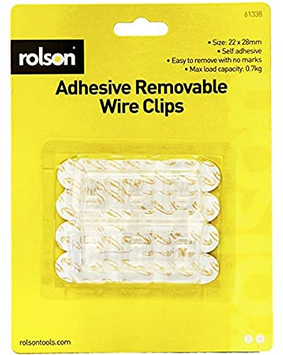 Rolson 61338 12 pc 22 x 28 mm Large Removable Adhesive Wire Clips