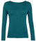 Women Long Sleeve T-Shirt Top Basic Casual Plain Stretch Vest Body Blouse Tee Layering, M/L 12-14, Teal