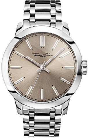 THOMAS SABO Unisex Erwachsene Analog Mechanik Uhr mit Edelstahl Armband WA0311-201-214-46