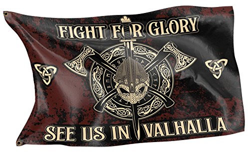 Drapeau design Rahmenlos® - Pour fan de vikings« See US in Valhalla »