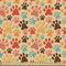ABAKUHAUS Hundeliebhaber Gewebe als Meterware, Bunter Pfotenabdruck, Schön Gewebten Stoff für Polster und Wohnaccessoires, 1M (148x100cm), Heller Pfirsich