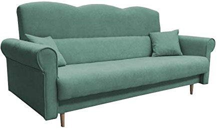 mb-moebel Schlafsofa Kippsofa Sofa mit Schlaffunktion Klappsofa Bettfunktion mit Bettkasten Couch - Tulip (Menthe)