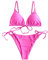 ZAFUL Damen Gepolstert Bikini Set, Einfarbig Bikini Badeanzug mit Dreieck Cup Spaghetti-Träger (Rosa, M)