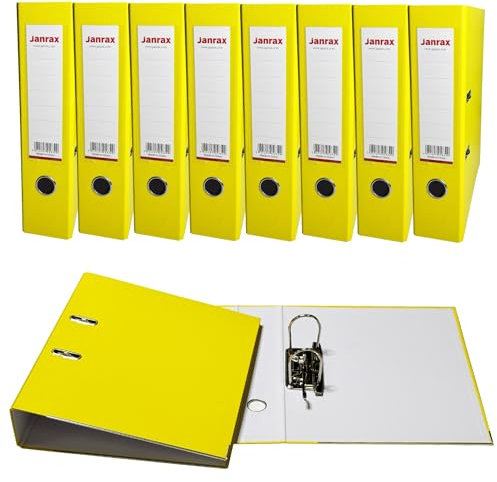 Pack of 10 A4 Yellow Paperbacked Lever Arch Files by Janrax
