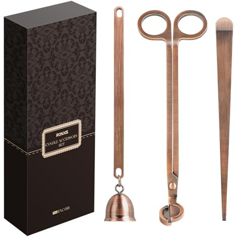 RONXS 3 in 1 Candle Wick Trimmer Set, Snuffer, Dipper, Cutter, Copper