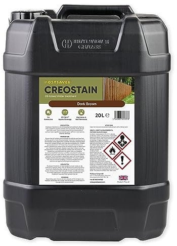 Postsaver Creostain Creocote Oil-Based Wood Treatment | Creosote Substitute | Wood Stain and Preserver | Ideal for Fence Treatment | Low Odour | 20 litres (Dark Brown)