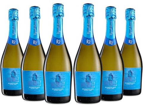 Vigneti Romio Trebbiano Vino Spumante Bianco Novebolle Romagna DOC, Gusto Fresco con Note Fruttate, 11.5% Vol, Confezione con 6 Bottiglie da 750 ml