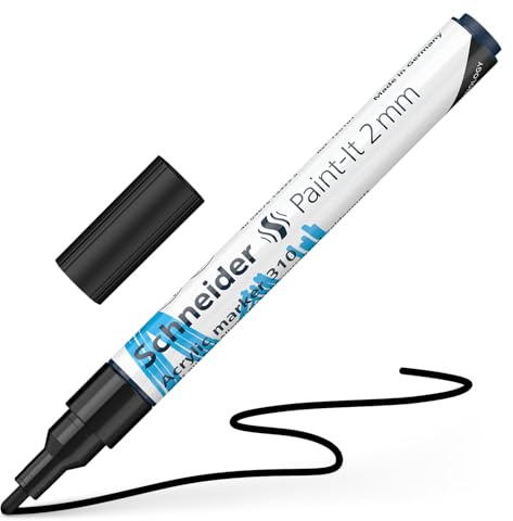 Schneider 120101 Paint-It Acrylstift (mit 2 mm Rundspitze, hochdeckende Acrylfarben für Holz, Leinwand, Stein uvm.) 1 Stück, schwarz