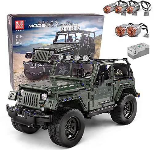 Mould King 13124 Technik ferngesteuert 1: 8 Offroad-Modellbausatz,klemmbausteine Technologiemaschinenserie, grüner Offroad-Puzzle-Bausteinbausatz, kompatibel mit Mechanische Gruppe