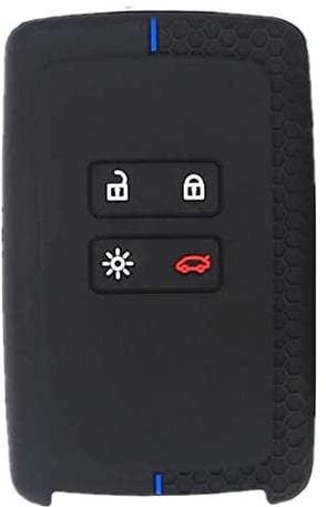 Happyit Silicone Car Key Cover Cases for Renault koleos Kadjar 4 Buttons Remote Control Skin Shell (Black + Blue)