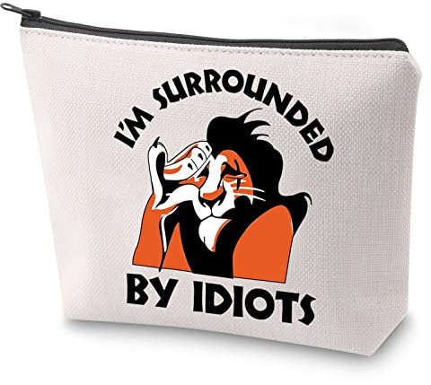 BAUNA Villains Löwen-Narben-Reiseetui Geschenk Löwe Kosmetiktasche I'm Surrounded by Idiots Make-up Reißverschlusstasche Tasche für Sie, Von Idiots