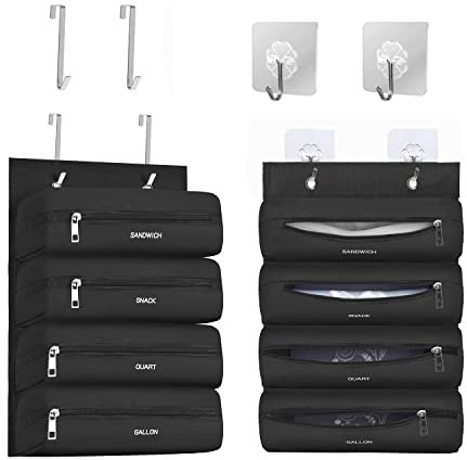 Quoyiyo Zipper Bag Organizer Compatible with Gallon, Quart, Sandwich & Snack Food Storage Bag, Kitchen Plastic Bag Storage Organizer for Kitchen RV Camper