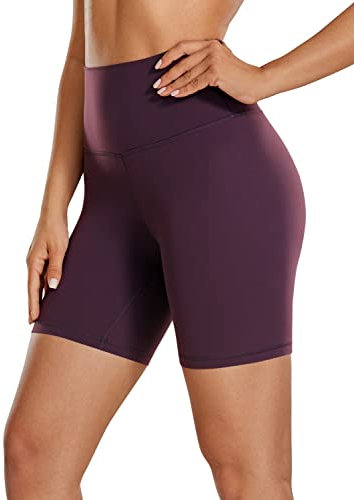 CRZ YOGA Butterluxe Damen Radlerhose Kurze Sporthose High Waist Yoga Sommer Shorts Laufshorts Fitness Hose - 15cm Dunkellila 38