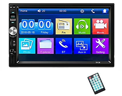 Autoradio con Touch Screen da 7 Pollici con Bluetooth 2 DIN MP5 Car Player Microfono Integrato, Supporto TF/USB/AUX/Mirror Link