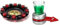 Relaxdays 10010182 Roulette Trinkspiel, Partyspiel mit Drehrad, rot/schwarz & Trinkspiel Spin The, Flaschendrehen, roter Pfeil, 2 cl Shotglas, lustiges Partyspiel, Shot Spinner, grau