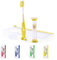CEZARO - Set de brosse à dent jaune pour enfant : Une brosse amusante avec ventouse + Un sablier de 2 min + Une trousse de rangement (Fident jaune)