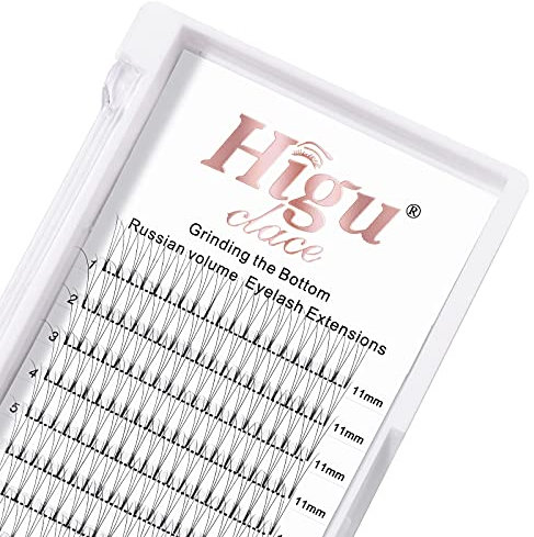 Premade Fans Volume Eyelash Extensions 3D|4D|5D|6D 0.07/0.10mm Curl C/D 8mm~18mm 3D 0.07 D 11mm Short Stem Russian Premade Lash Extension Fans (3D 0.07 D 11mm)
