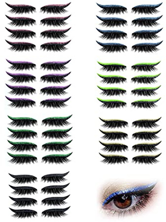 4 Paia Di Adesivi Per Eyeliner, Adesivi Per Ciglia, Adesivi Glitterati Per Eyeliner, Adesivi Autoadesivi Riutilizzabili Per Eyeliner E Ciglia Con Glitter, Per Festa Di Matrimonio (All)