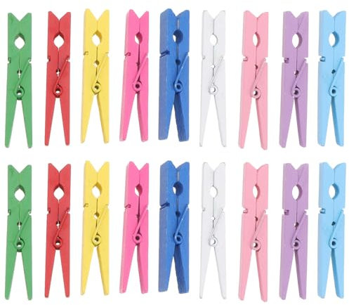 FAVOMOTO 2.9inches 7.5 cm Wooden Clothes pegs Laundry Clothes Clips 40Pcs (Random Colours)