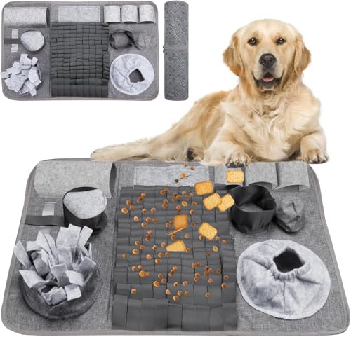 FANSEELM Tapis de Chien Snuffle Mat Tapis de Fouille Chien Tapis de Fouille Jeu Tapis Snuffle pour Chien Chat Alimentation Lente Jouet Tapis Reniflant de Chien Couverture Pliable 72 * 72cm