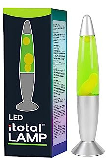 I-TOTAL® - Lampada lava LED con resistenza scalda cera, senza lampadina (VERDE base silver, cera bianca)