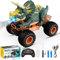 HappyGoLucky Monstertruck Ferngesteuertes Auto ab 3 4 5 6 7 8 Jahre, Dinosaurier Spielzeug ab 3-10 Jahre Junge, RC Auto mit Sprühnebel, Musik, LED-Leuchten, Outdoor Spielzeug Ostern Geschenk Kinder