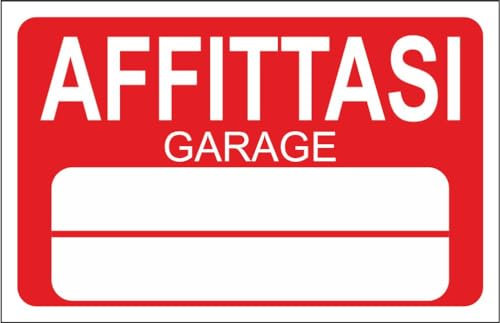 M-ITALY CARTELLO SEGNALETICO - Affittasi GARAGE - Adesivo Extra Resistente, Pannello in Forex, Pannello In Alluminio (20x31, Plastica)