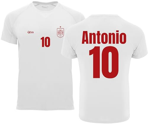 Camiseta de Fútbol Personalizada | España | Hombre | no Oficial | Deporte (S, Blanca)