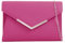 Sac à main à bandoulière en similicuir style enveloppe pour bal de fin d'année, mariage, soirée, rose fuchsia, medium