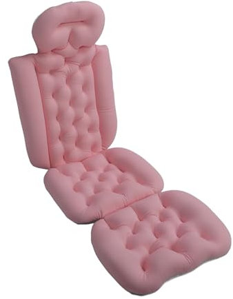 Ganzkörper-Badekissen für Erwachsene, Verhindert EIN Verrutschen mit Abnehmbarem, Waschbarem Badewannenkissen, rutschfeste Unterseite, Badewannenkissen, Perfekte Größe für (Rot)