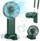 Hand Held Fan, Portable Handheld USB Rechargeable Fans with 3 Speeds, 180° Foldable Personal Fan, Battery Operated Electric Powered Mini Foldable Desk Desktop Fans for Home Office Ceiling Travel Green