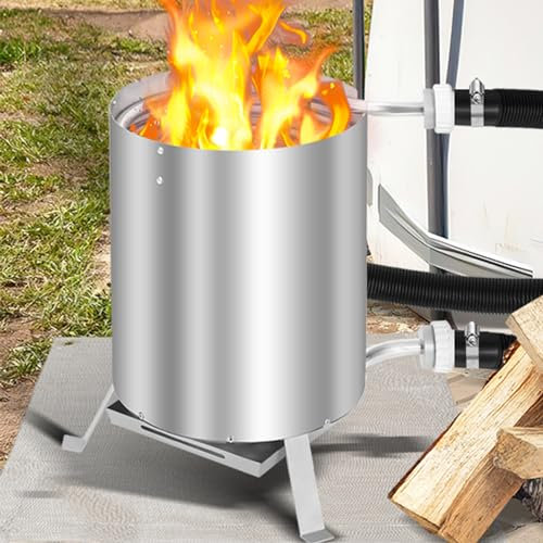 Vkechh 2 x riscaldatori a legna da ardere, per piscina con fuoco, in acciaio inox, per piscine, stufa con connettori da 36 – 38 mm, tappetino ignifugo e vassoio