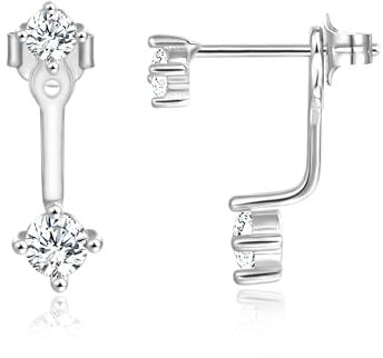 Zirkonia Ohrringe Damen Echte Sterling Silber 925 Huggie Zirkonia Ohrstecker Earring Ohrring Jackets Ohrhänger Mädchen
