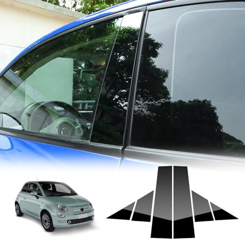 KUNGKIC Per Fiat 500 2008-2023 Abarth 595 2012-2023 Auto B Colonna Copertura Auto Finestra Colonna Decorativo Finestra A B Colonna Adesivi Accessori 6 Pezzi (Nero)