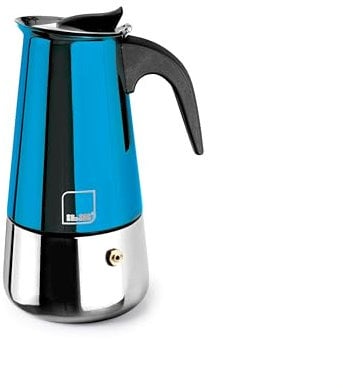 IBILI - Cafetera express Moca Blue, 4 tazas, 185 ml, Acero Inoxidable, Apto para inducción