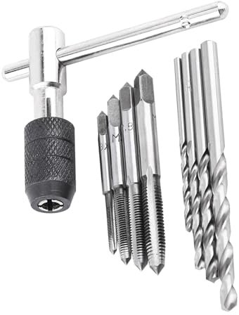 9PCS/Set Threading Tapping Tool Kit,M3x0.5/M4x0.7/M5x0.8/M6x1.0 Screw Taps T-Handle Tap Wrench Drill Bits Machine Thread Taps Set Threading Tapping Hand Tool Kit