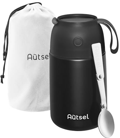 Autsel Boîte Alimentaire Isotherme 700ml avec Sac à Lunch, Boîte Isotherme Repas Chaud avec Cuillère, Thermo Alimentaire Chaud sans BPA, pour Ecole, Bureau, Camping